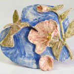 10-inch x 8-inch hand-built, stoneware 3D wall plaque, by Peggy Grigor